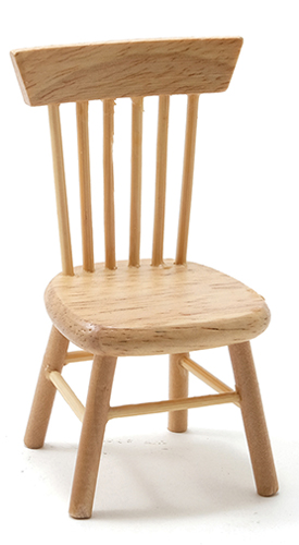 Dollhouse Miniature Kitchen Chair, Oak